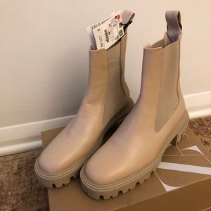 Zara Tan Leather Boots